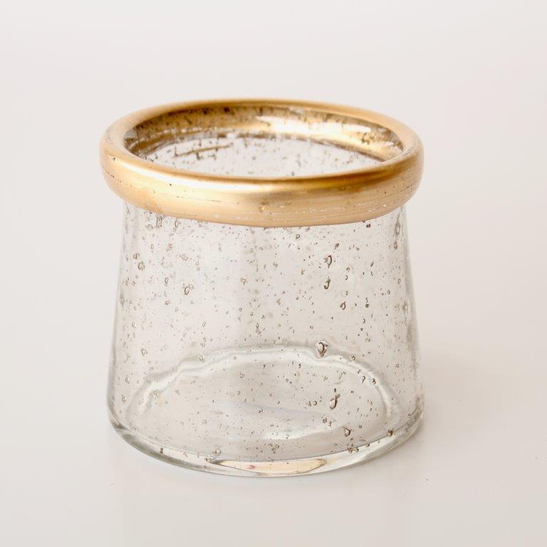 Small Glass & Gold Edge Tealight Candle Holder